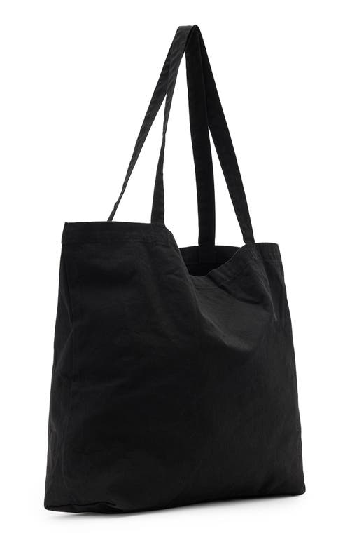 Allsaints Soleil Graphic Canvas Tote In Washed Black