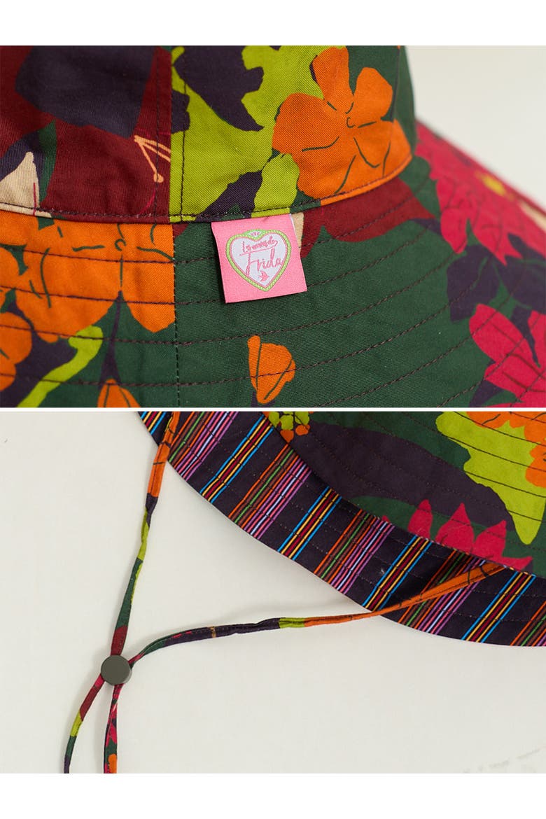 FRIDA x LOST PATTERN "Frida's Garden" Cotton Reversible Sun Hat, Alternate, color, Green