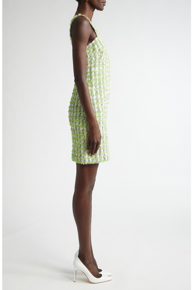 Plaid Eyelash Tweed Sheath Minidress, Alternate, color, CACTUS/ IVORY MULTI