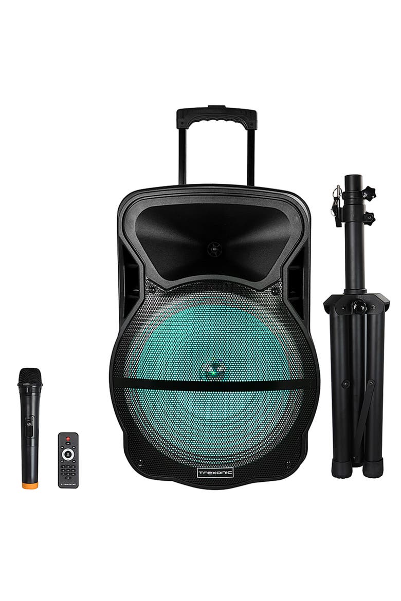 Combo 15" Bluetooth Portable Speaker and Tripod Stand, Alternate, color, Black