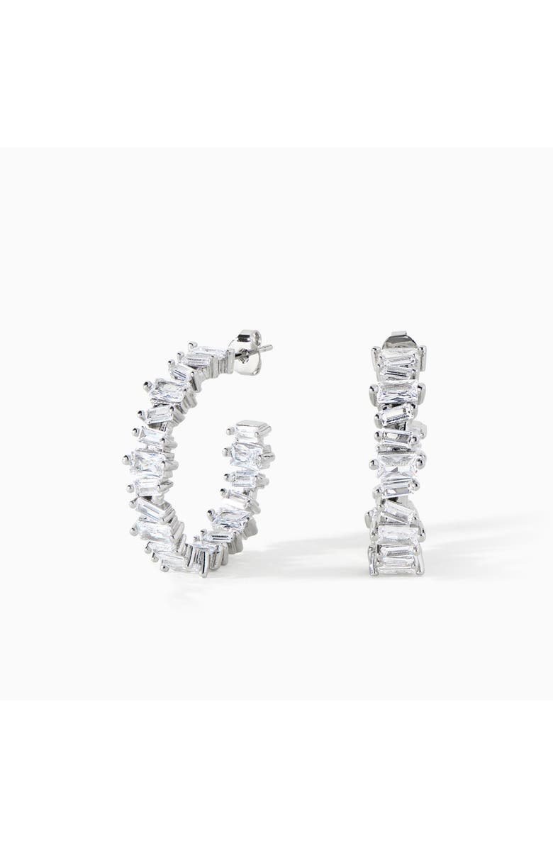 Ora Ana The Clarity Hoop Earrings, Main, color, Silver/White Cz