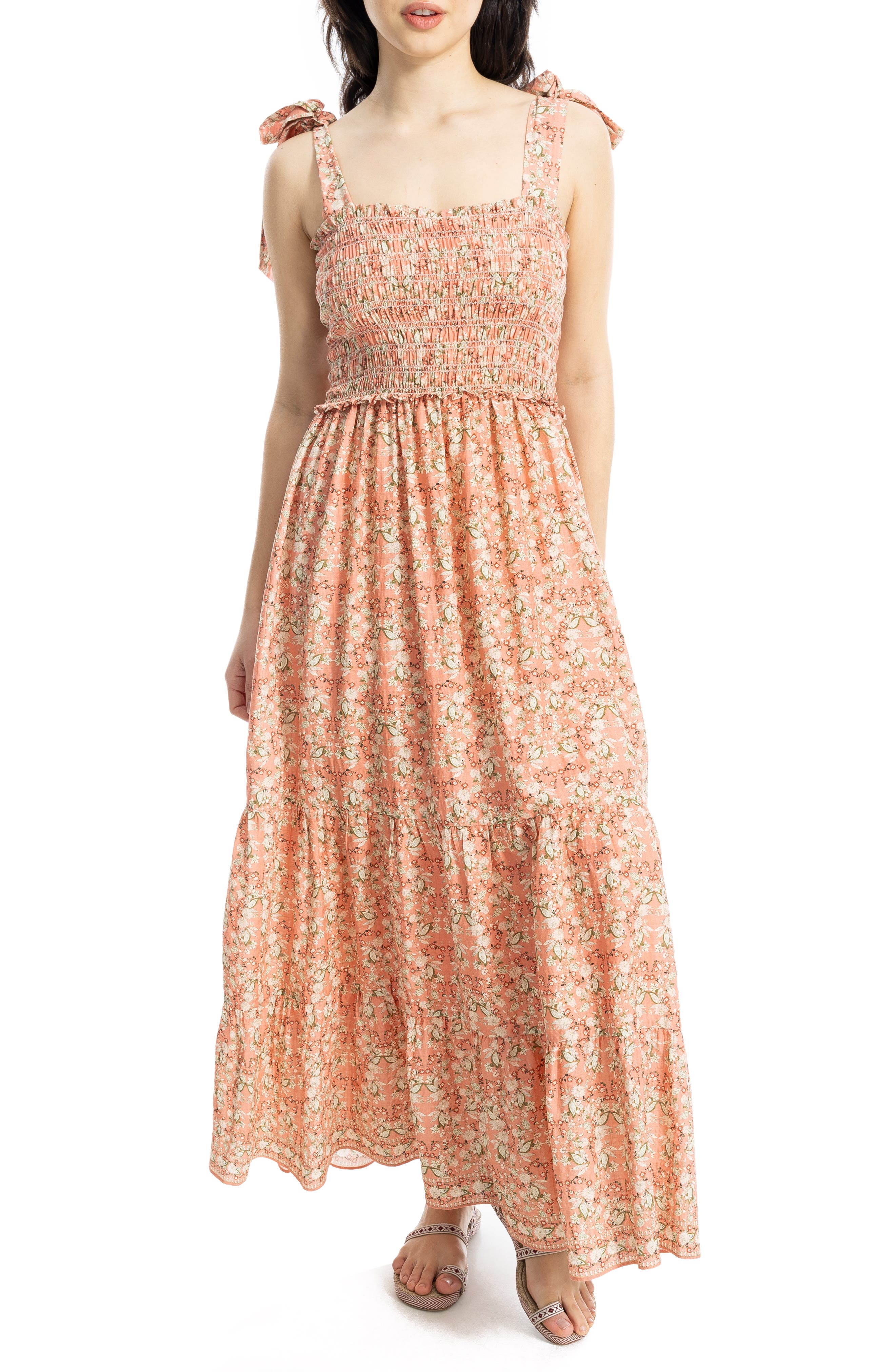 Tie Strap Smocked Tiered Sundress - image 3
