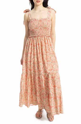 Tie Strap Smocked Tiered Sundress