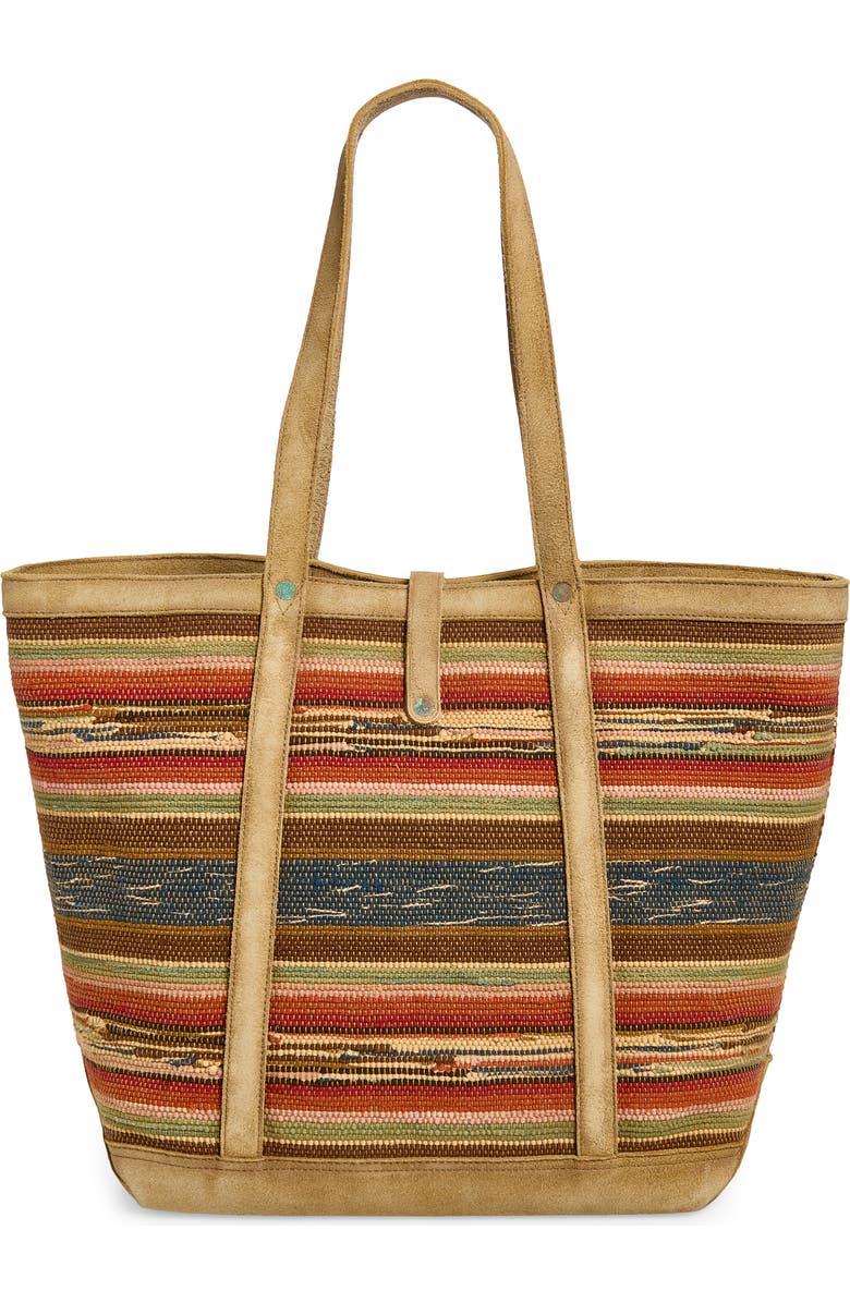 Double RL Suede Trim Jacquard Tote, Alternate, color, Multi/ Beige