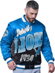 STARTER Men's Starter Blue Detroit Lions Pass Rush Varsity Full-Snap Jacket