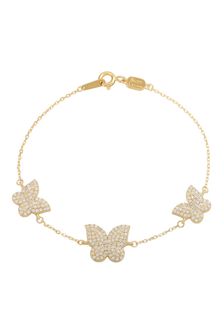 Cubic Zirconia Butterfly Bracelet, Main, color, GOLD