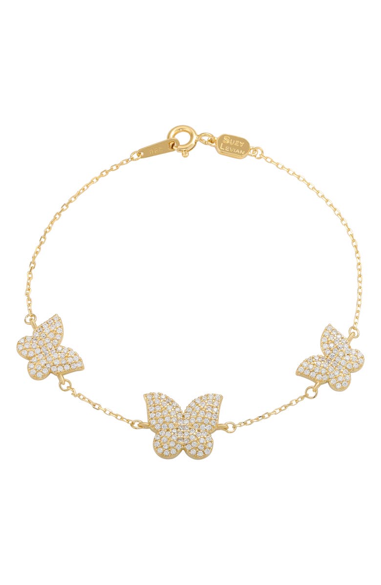 SUZY LEVIAN Cubic Zirconia Butterfly Bracelet, Main, color, Gold