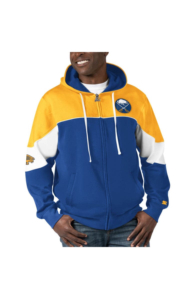 STARTER Men's Starter Royal/Gold Buffalo Sabres Power Forward Full-Zip Hoodie, Alternate, color, Royal