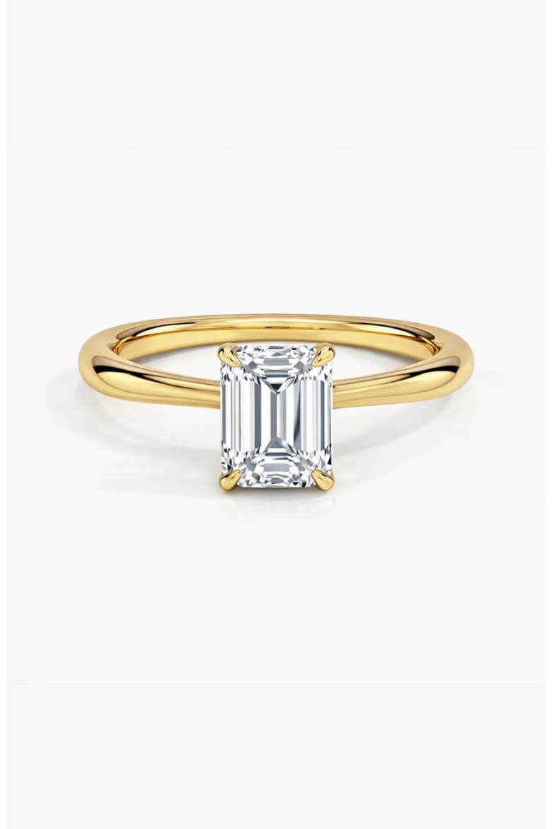 Valentina Moissanite 3 ct. t.w. Emerald Cut Solitaire Ring in Gold Vermeil, Main, color, Gold