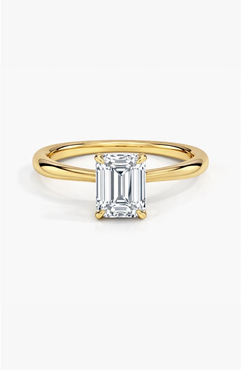 DLORIA Valentina Moissanite 3 ct. t.w. Emerald Cut Solitaire Ring in Gold Vermeil, Alternate, color, Gold