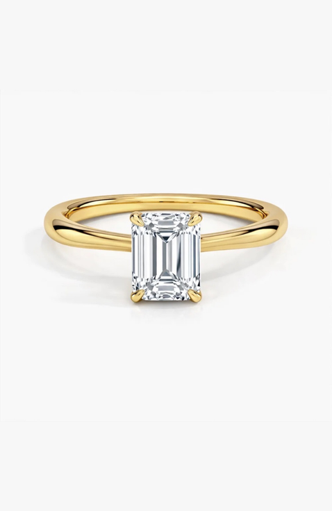 Valentina Moissanite 3 ct. t.w. Emerald Cut Solitaire Ring in Gold Vermeil