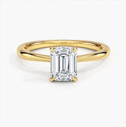 DLORIA Valentina Moissanite 3 ct. t.w. Emerald Cut Solitaire Ring in Gold Vermeil