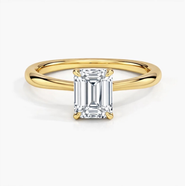 DLORIA Valentina Moissanite 3 ct. t.w. Emerald Cut Solitaire Ring in Gold Vermeil