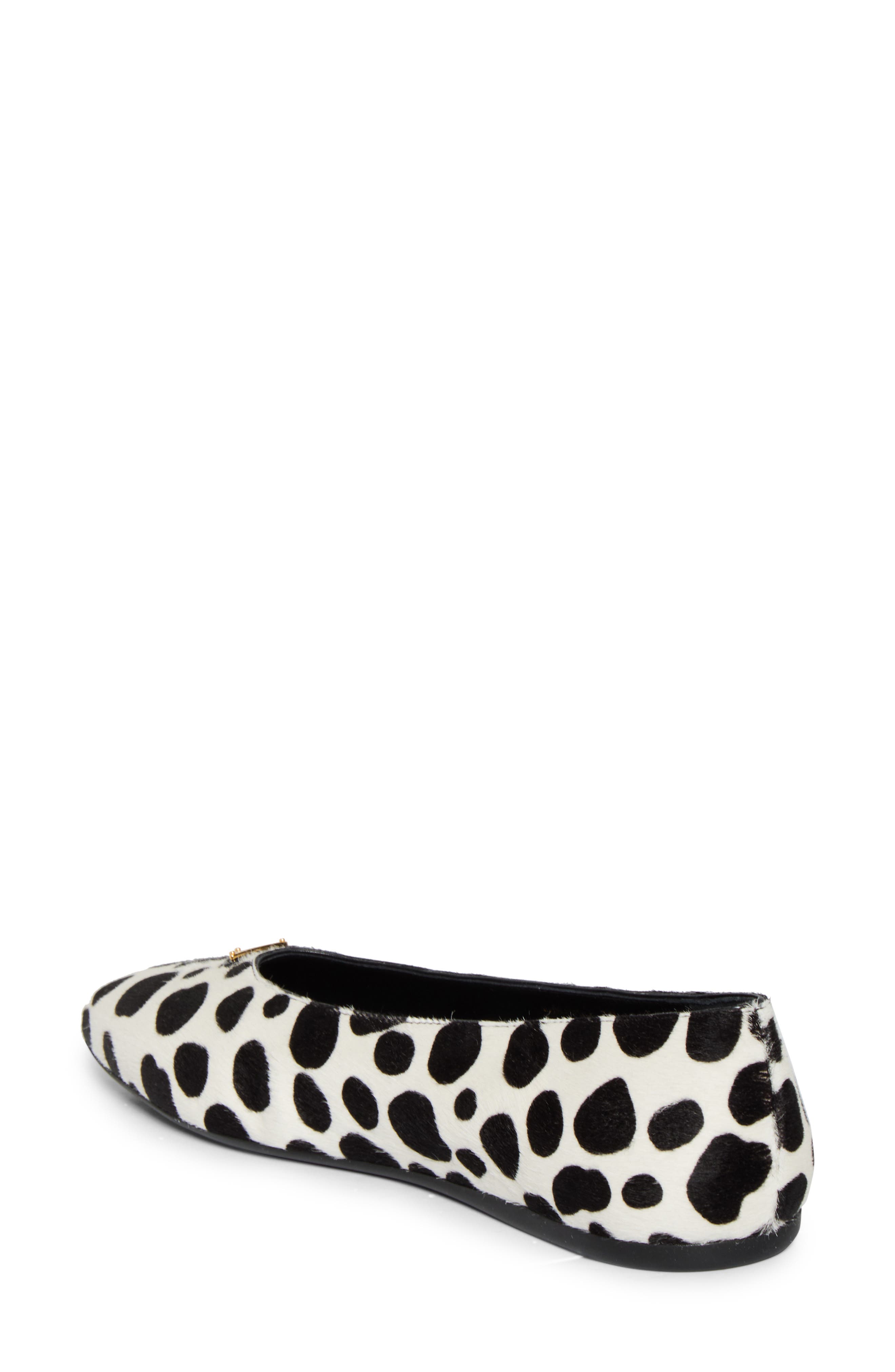 Dalmation Genuine Calf Hair Ballerina Flat, Alternate, color, BIANCO/ NERO