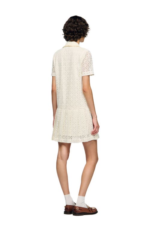 Sandro Short Lace Dress In Neutral