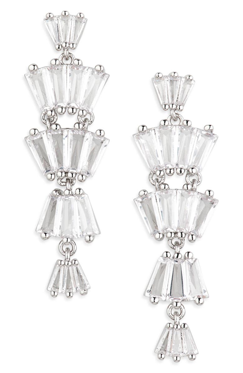 NORDSTROM RACK Baguette Cubic Zirconia Chandelier Drop Earrings, Main, color,
