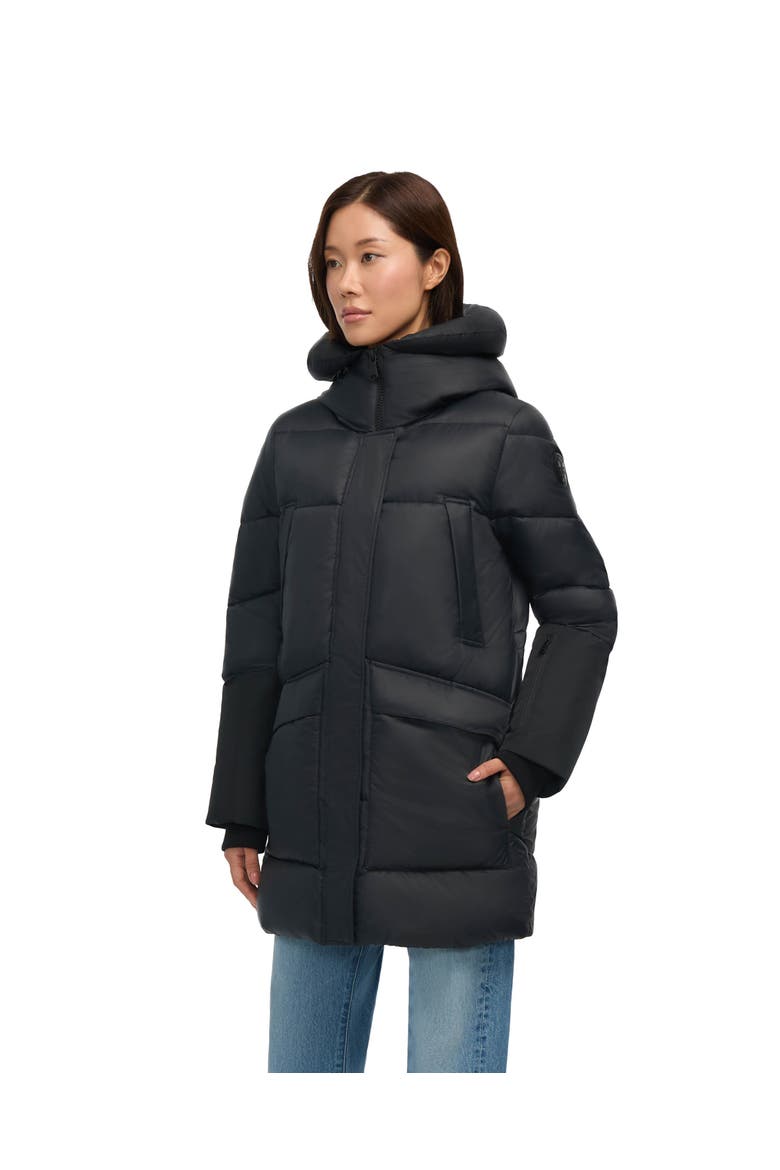 Heirani Mid-Length Quilted Parka Puffer with Oversized Hood, Alternate, color, Black