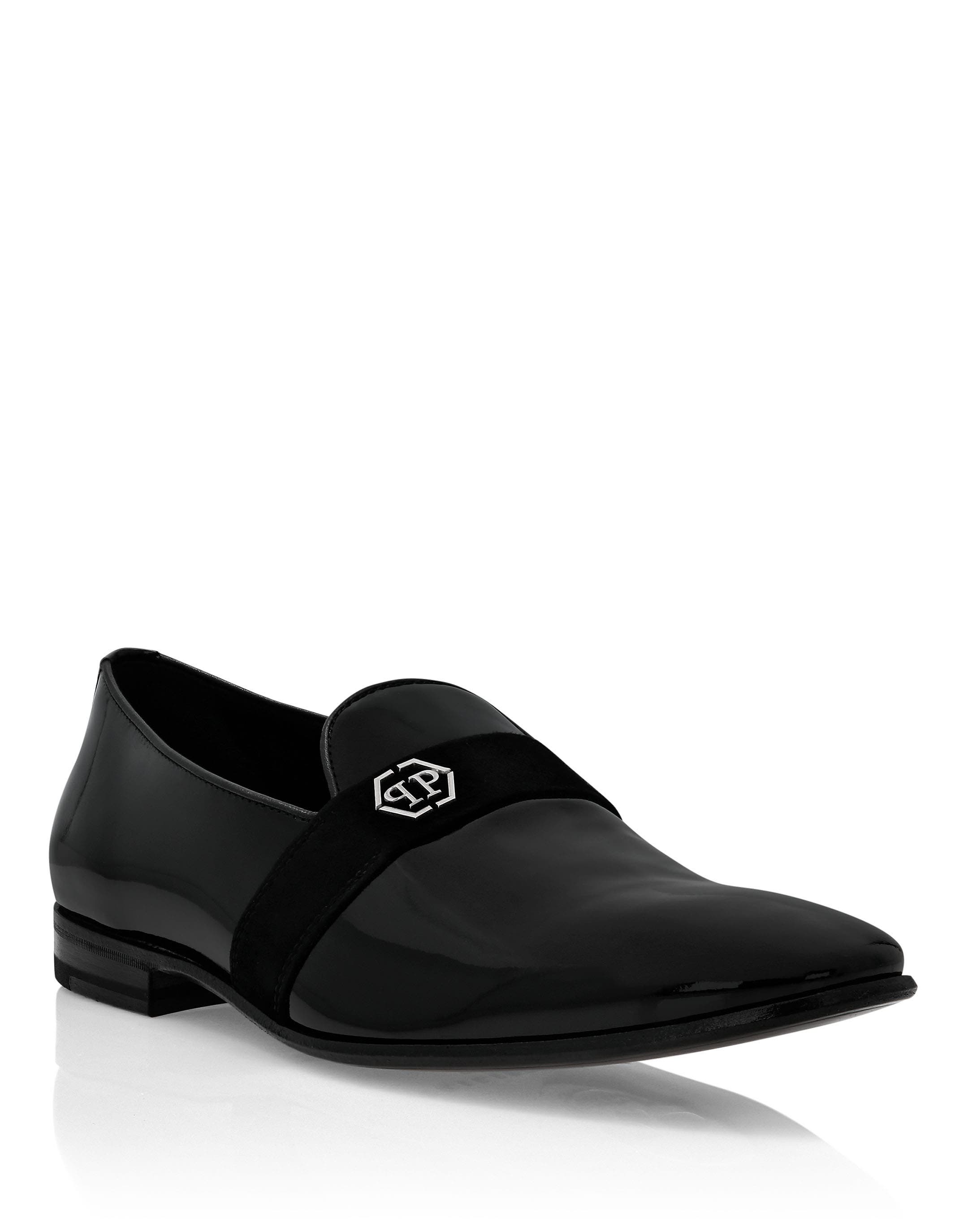 Patent Leather Loafers Hexagon Men, Main, color, black
