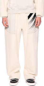 L/AB C/O OFF-WHITE Reverse Knit Wide Leg Sweatpants