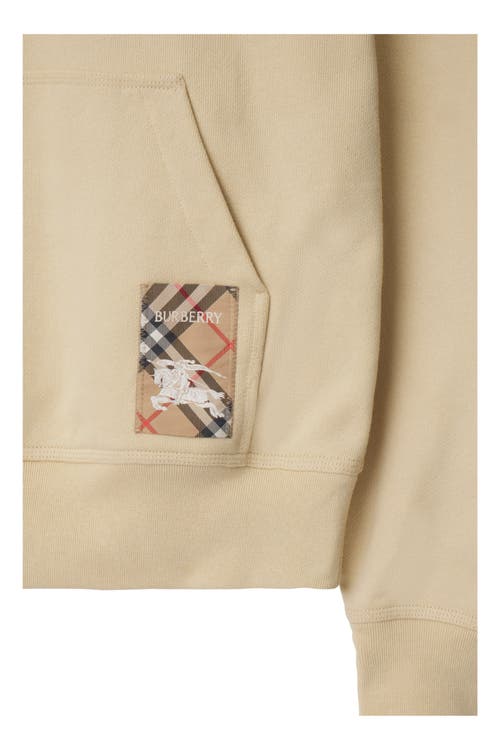 Burberry Check Label Hoodie In Nutmeg