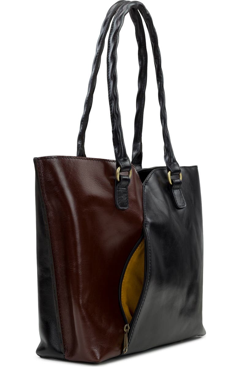 Patricia Nash Marion Colorblock Leather Tote Bag, Alternate, color, Black British Tan Colorblock