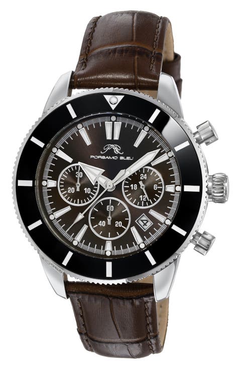 Brandon Leather Strap Chronograph, 44mm