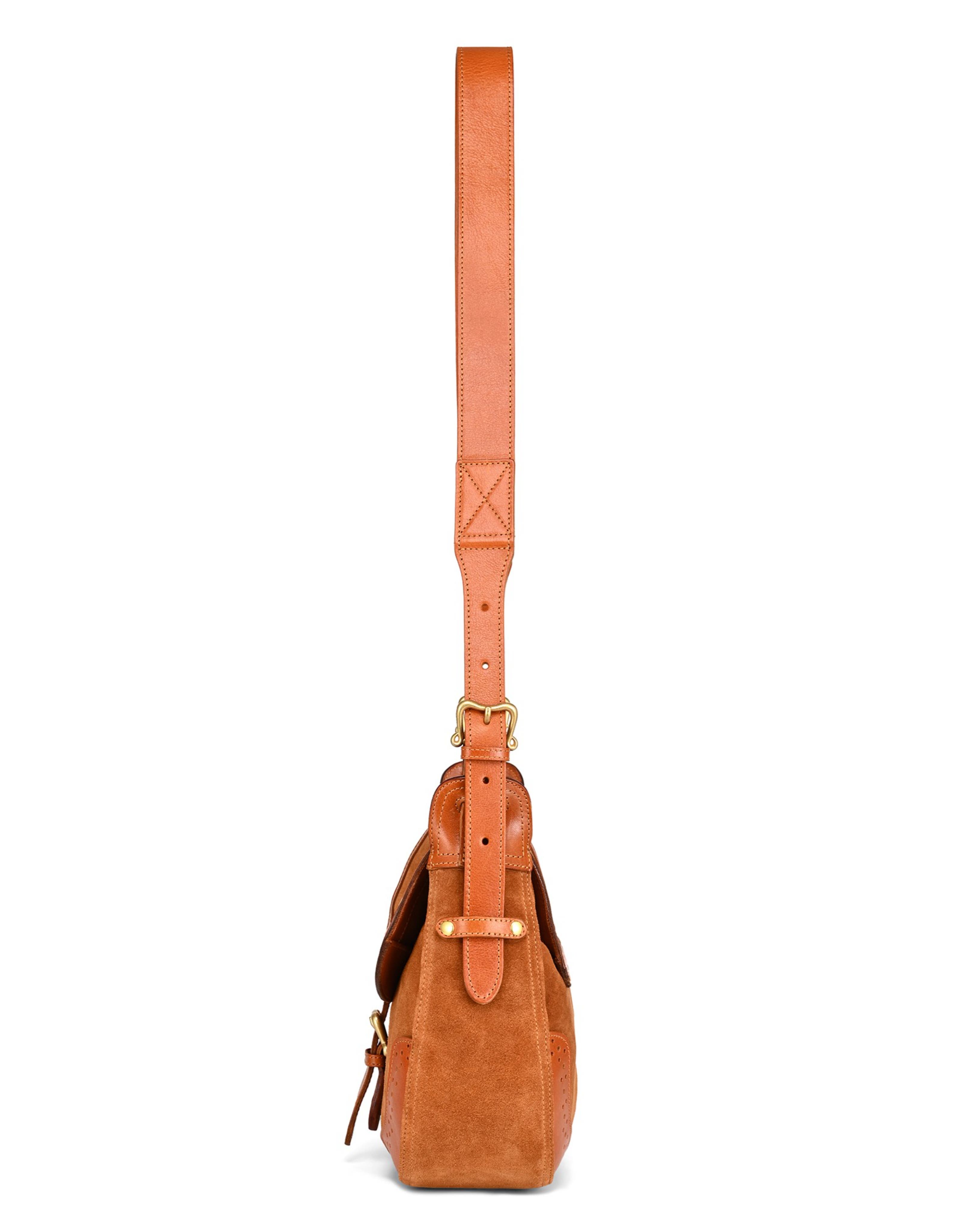 Camellia Genuine Leather Structured Mailbag, Alternate, color, Camel