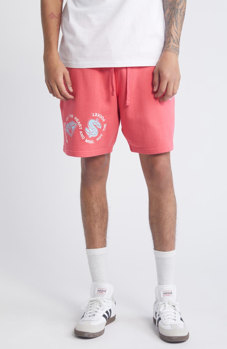 Billionaire Boys Club Mantra Cotton Blend Drawstring Shorts, Main, color, Rouge Red