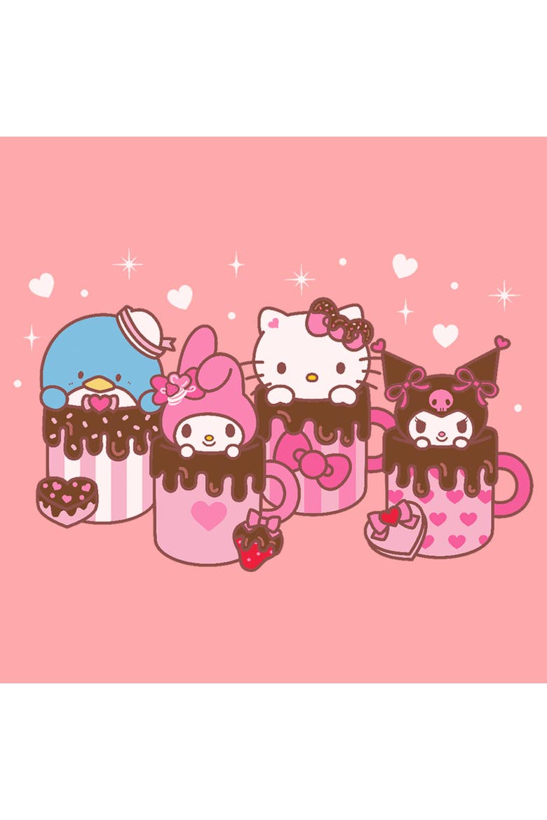 Junior's Hello Kitty Lovely Mug Friends  Sweatshirt, Alternate, color, Desert Pink
