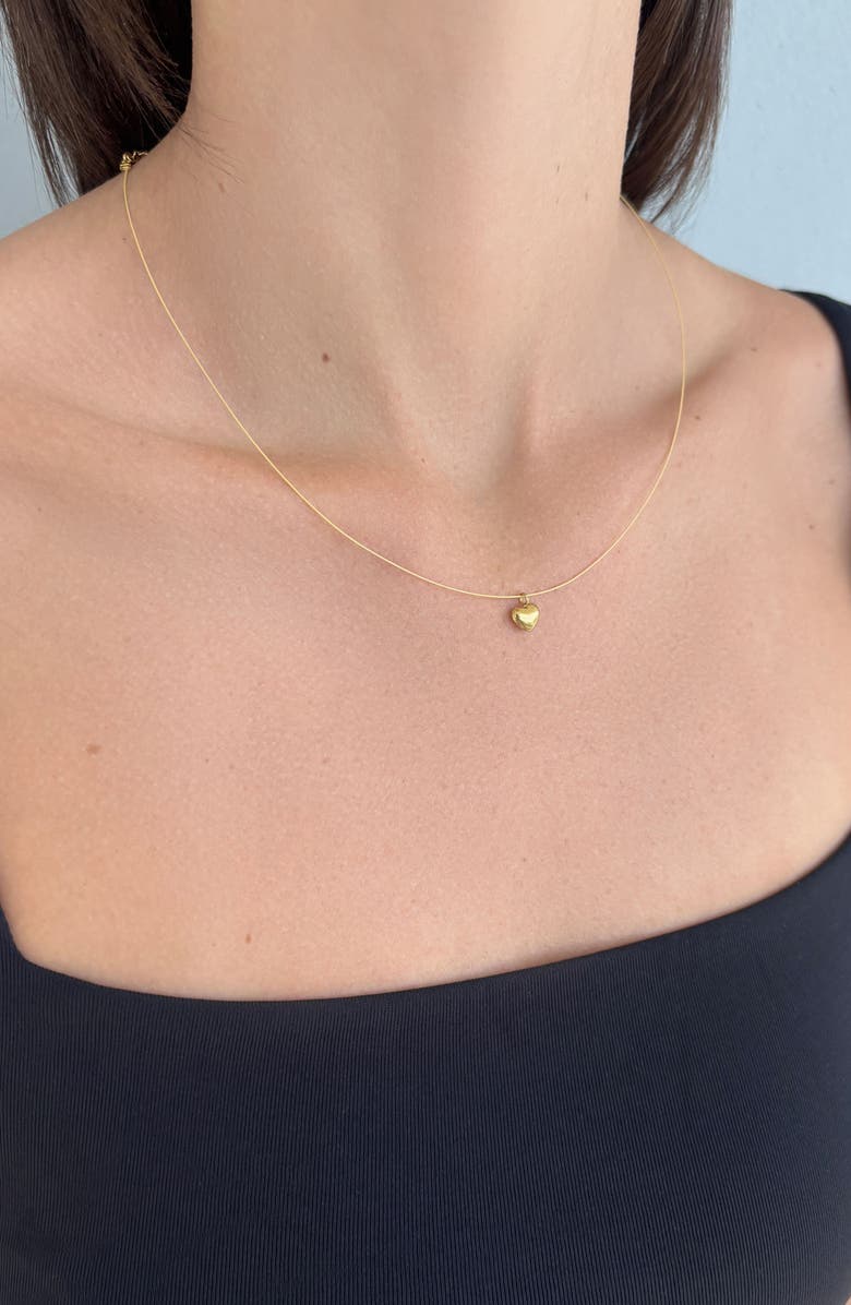 Adornia 18K Gold Plated Sterling Silver Heart Pendant Necklace, Alternate, color, Gold