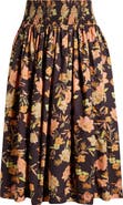 Treasure & Bond Floral Print Smocked Waist Skirt