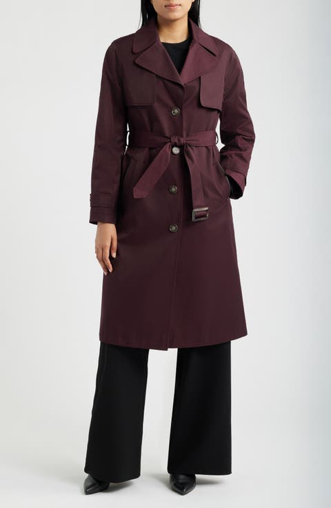 Back Button Cotton Blend Trench Coat