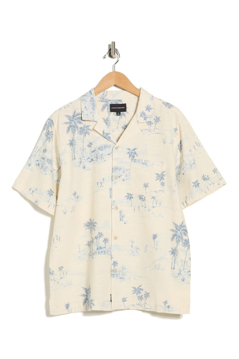 Scenic Print Camp Shirt, Alternate, color, NATURAL MULTI PRINT