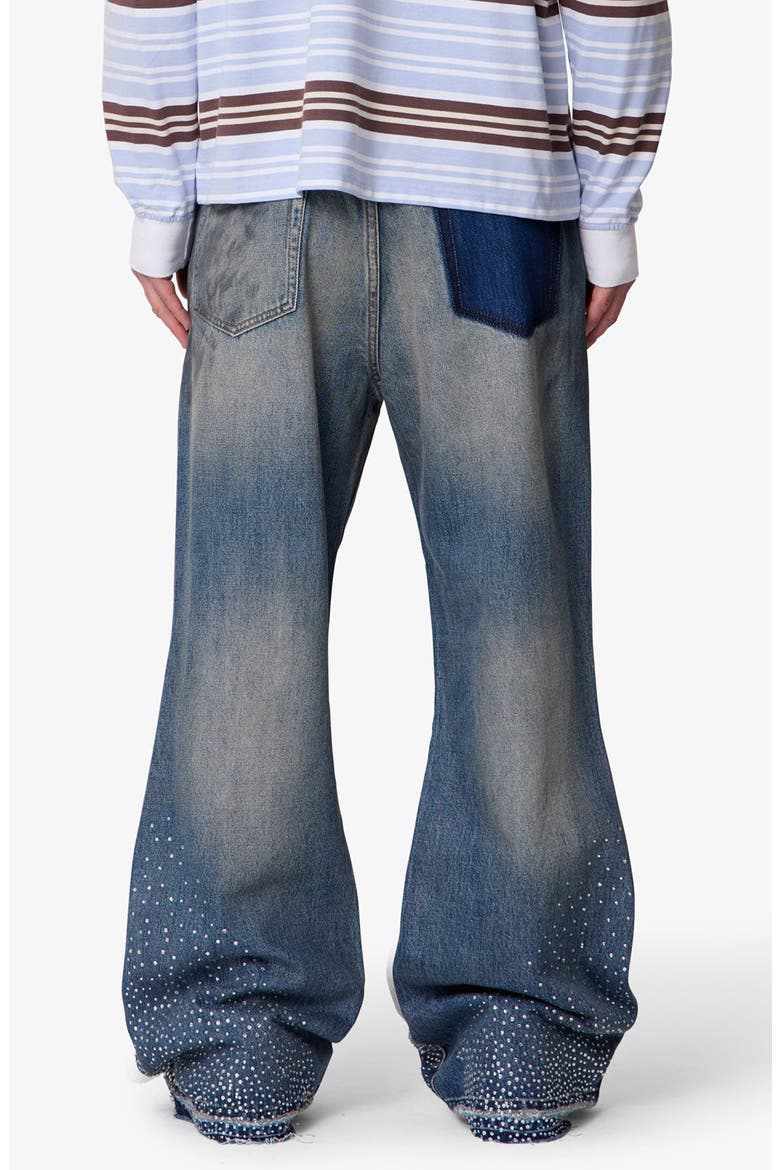 Rhinestone Ripped Kick Flare Jeans, Alternate, color, BLUE