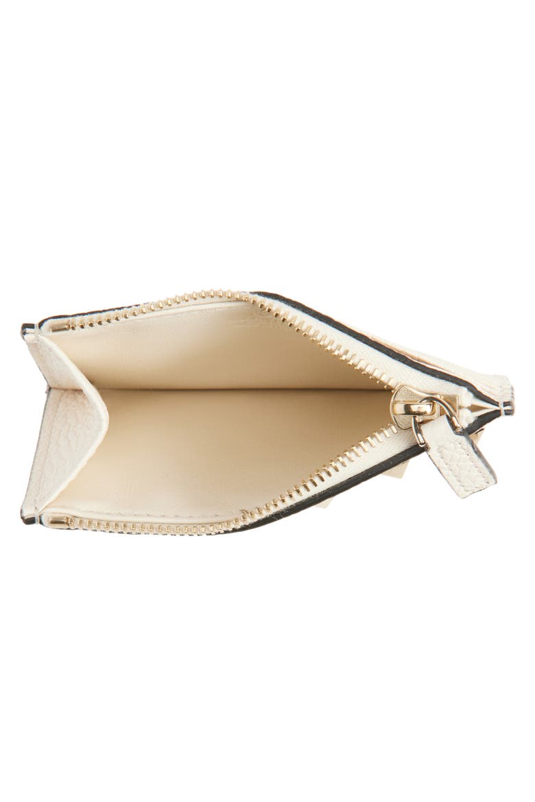 Rockstud Leather Coin Card Case, Alternate, color, LIGHT IVORY