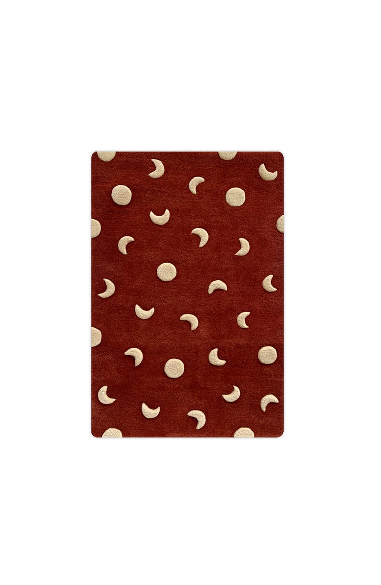 Maison Deux Moons rug, Alternate, color, Brick Red / Gold Print