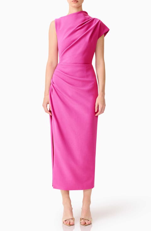 Chantal Asymmetric Neck Cocktail Dress