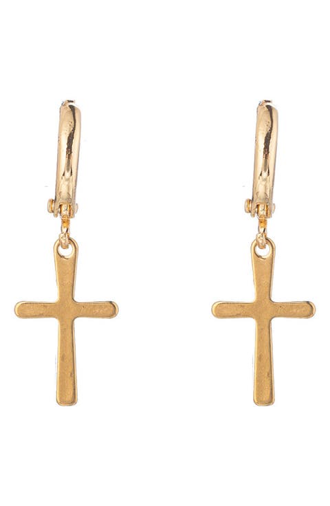 Cross Me Dainty Huggie Earrings