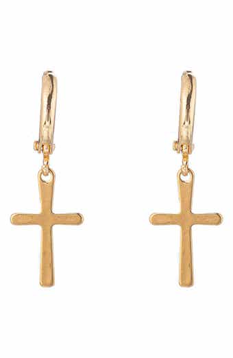 Cross Me Dainty Huggie Earrings