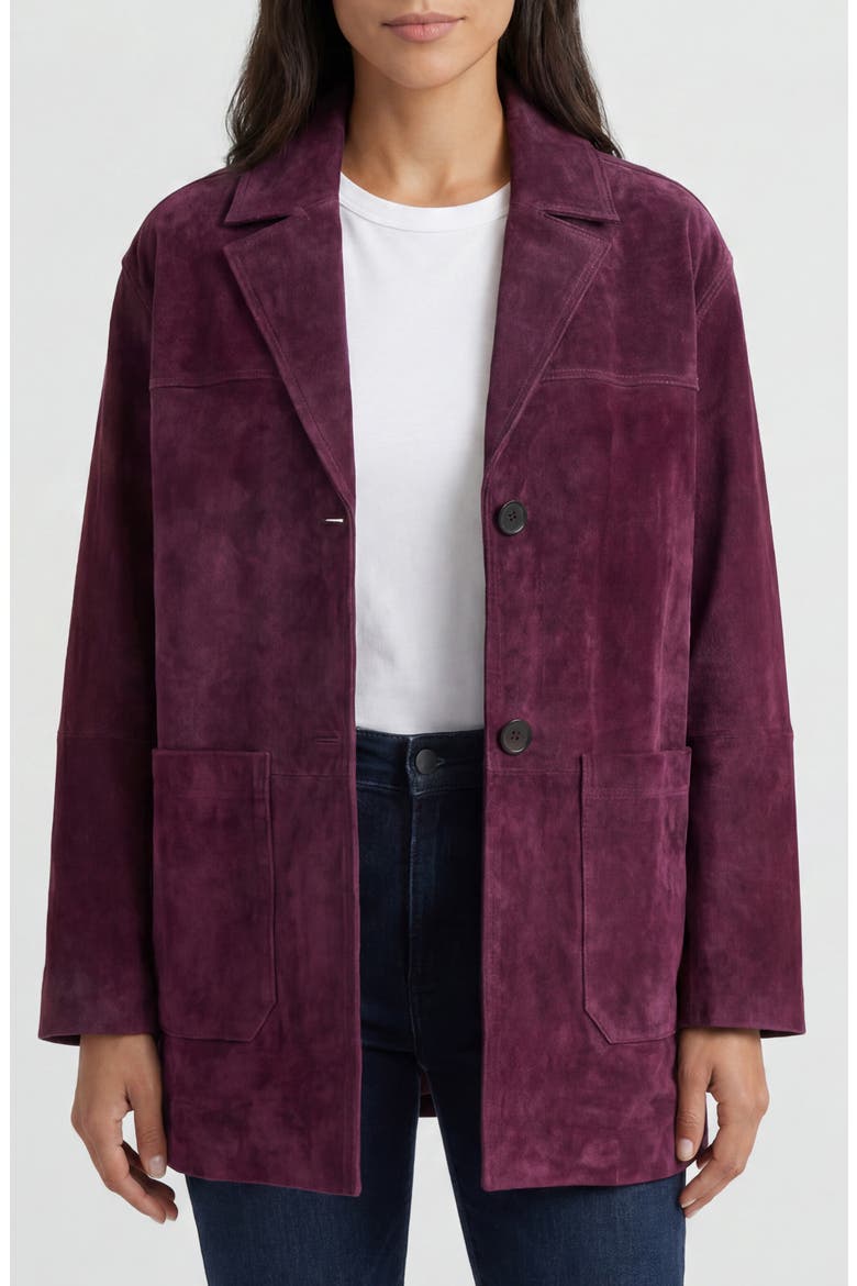 Patch Pocket Suede Jacket, Main, color, BORDEAUX