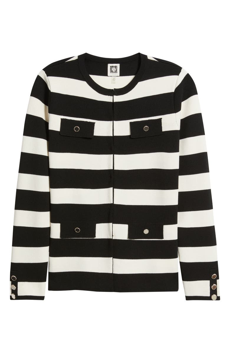 Anne Klein Stripe Kissing Front Cardigan, Alternate, color, 