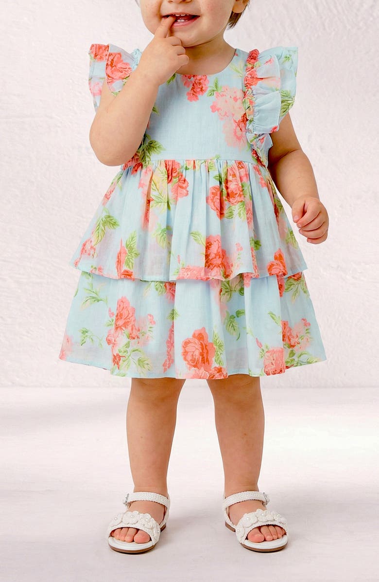 Pippa & Julie Rose Print Dress & Bloomers Set, Alternate, color, Light Blue