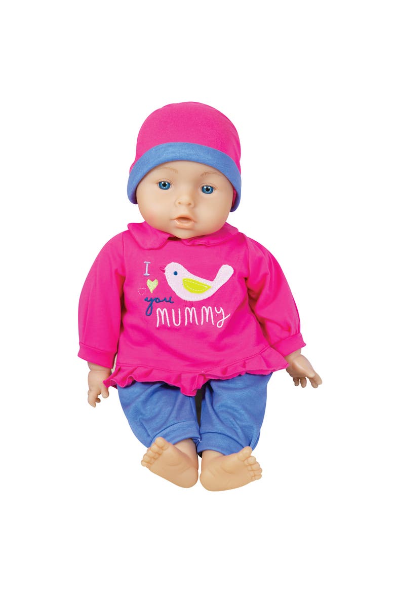 18 Inch Talking Baby Doll Set, Pink & Blue I Love You Mummy Shirt, Alternate, color, Multicolored