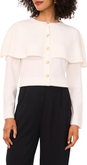 Vince Camuto Women's Drape Front Herringbone Cardigan Black Size Large