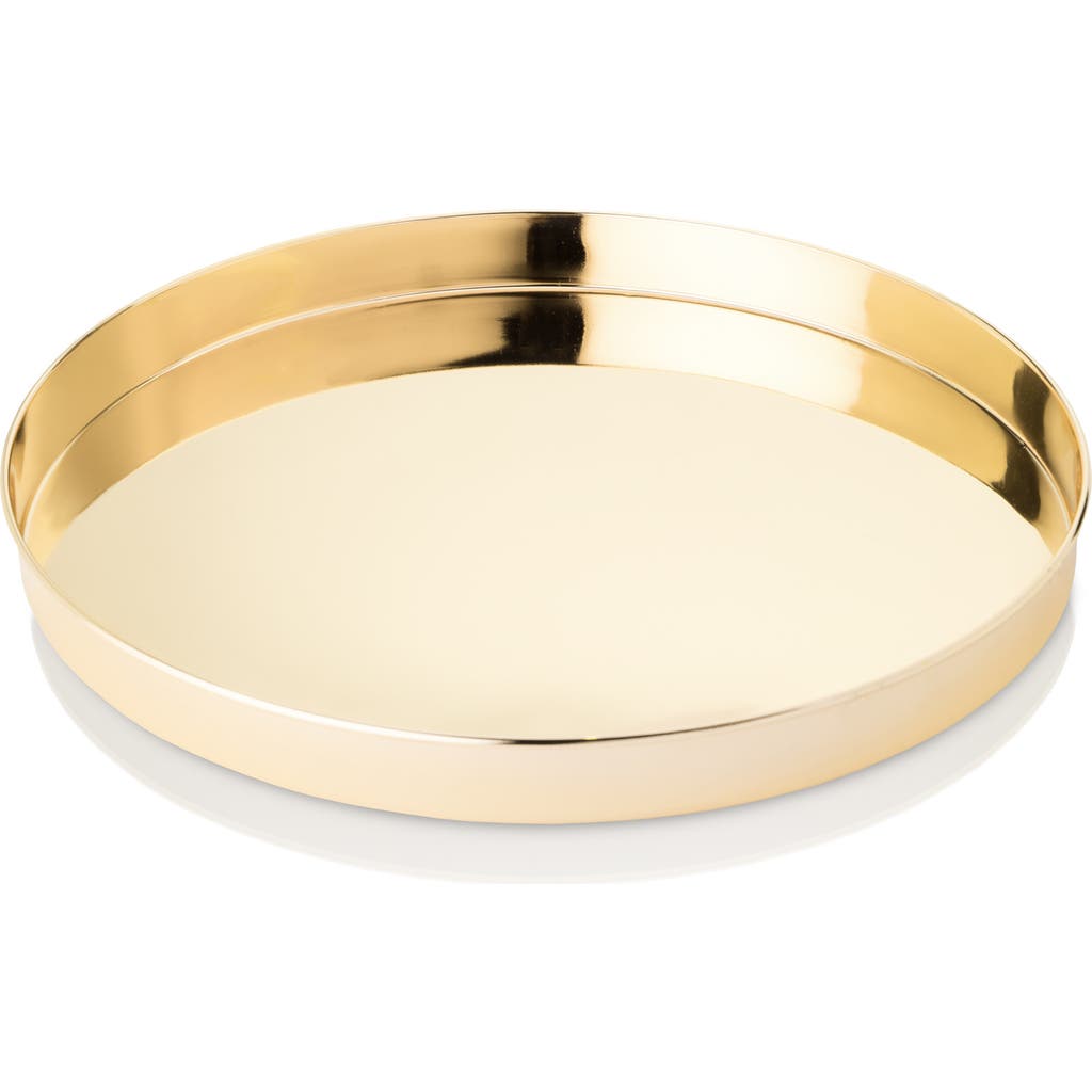 Viski Belmont Polished Round Serving Tray In Gold