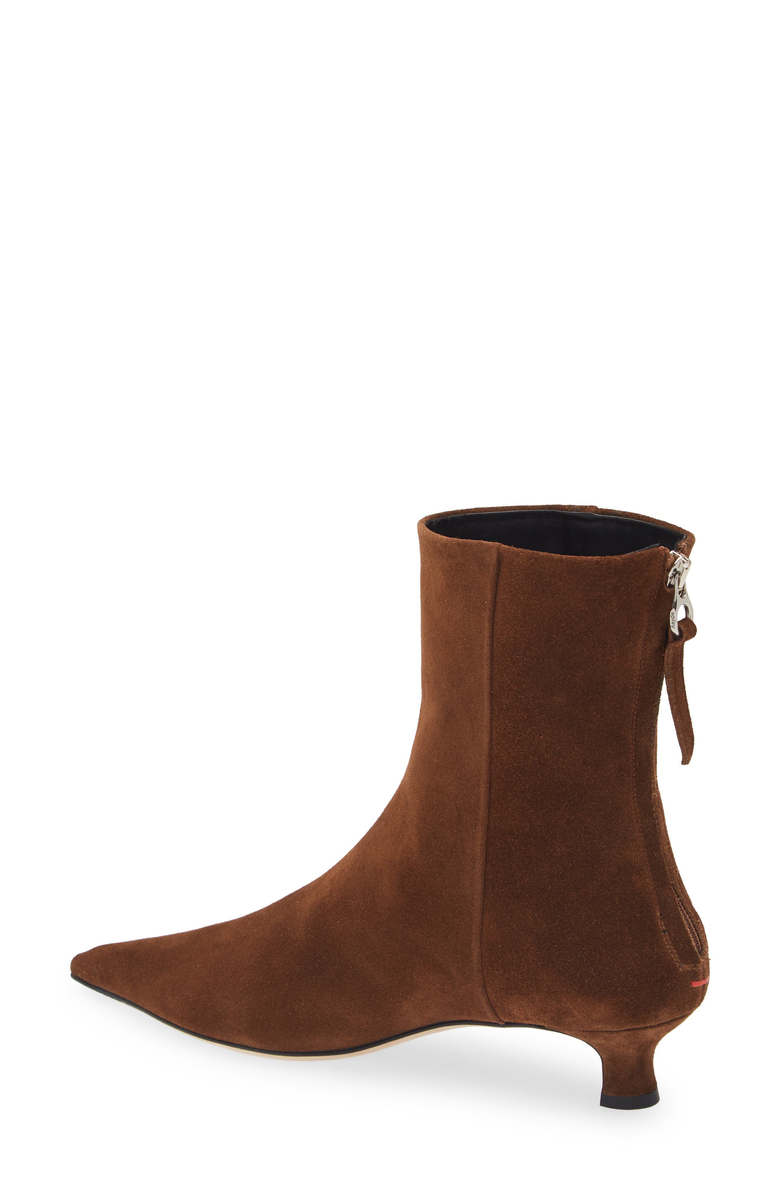 aeyde Zoe Kitten Heel Bootie, Alternate, color, Brown