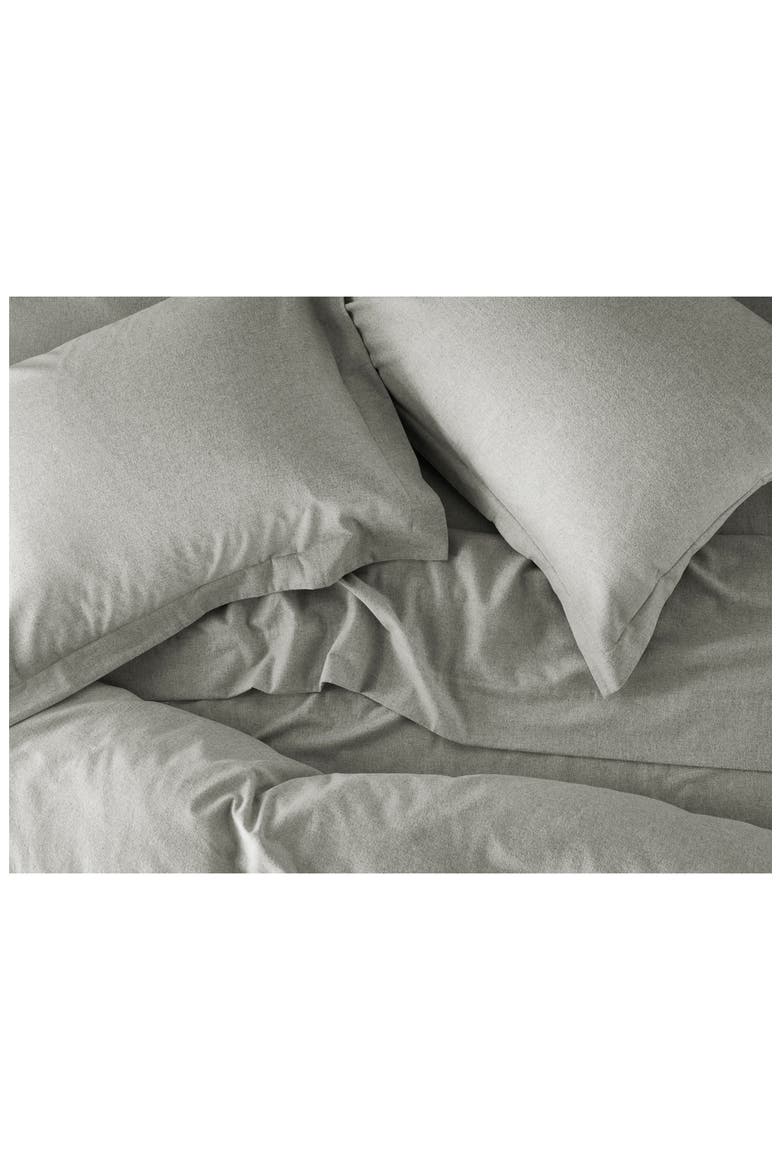 Cloud Brushed Organic Cotton Flannel Sheet Set, Alternate, color, PALE GRAY HEATHER