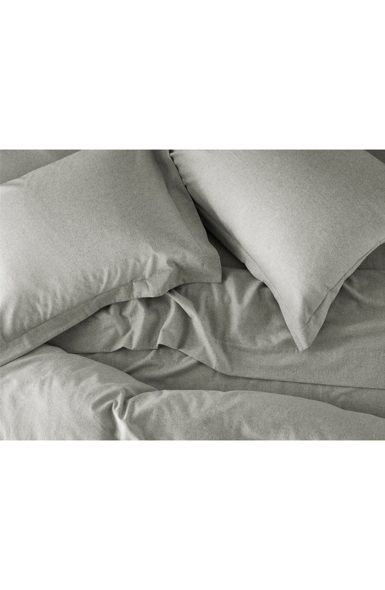 Coyuchi Cloud Brushed Organic Cotton Flannel Duvet Cover, Alternate, color, Pale Gray Heather