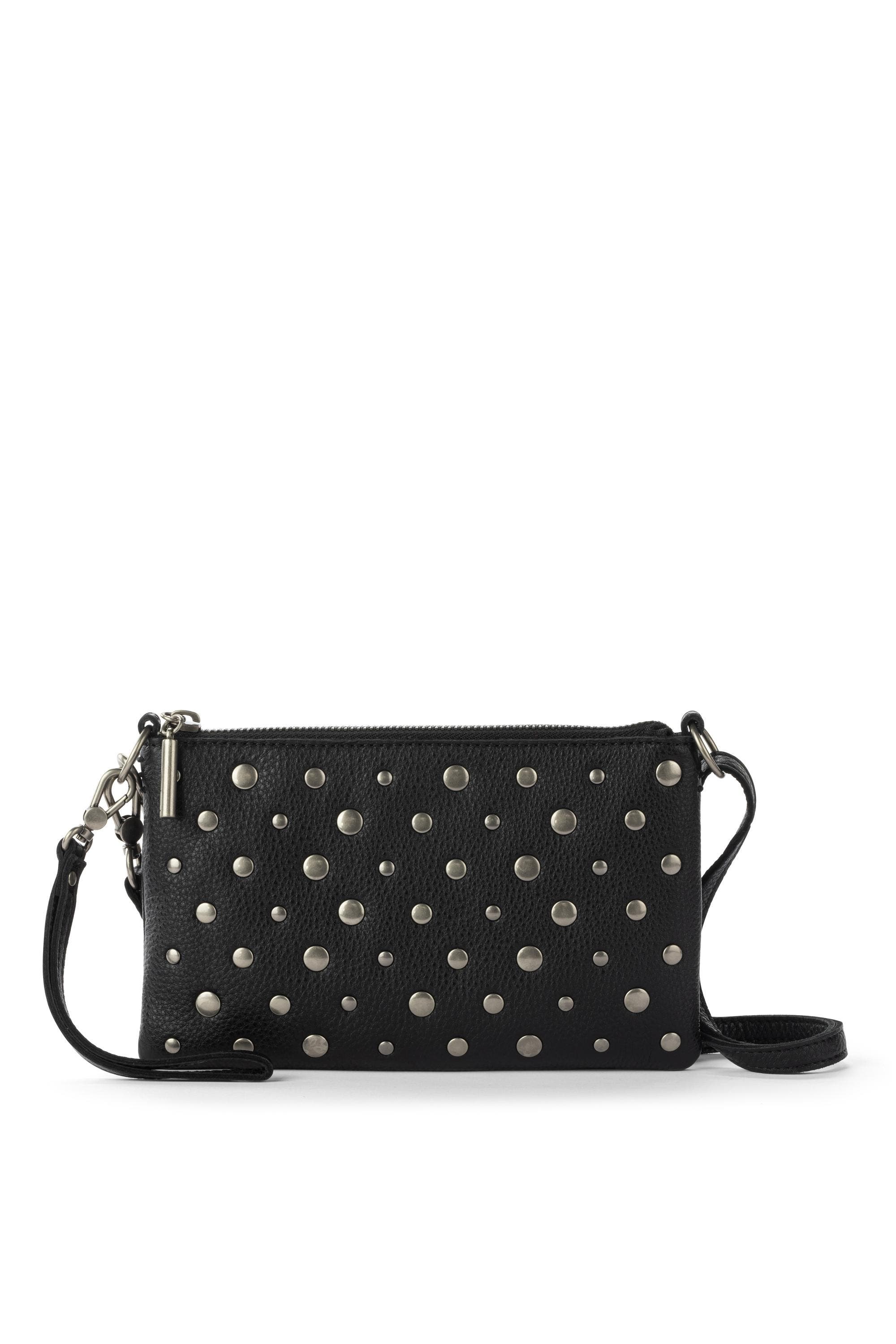 The Sak Vita Hand Leather Crossbody Wristlet, Alternate, color, Black Silver Stud