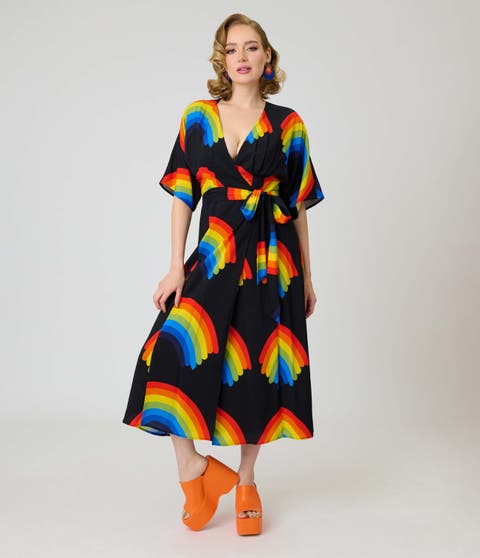 Tie Wrap Surplice Midi Dress
